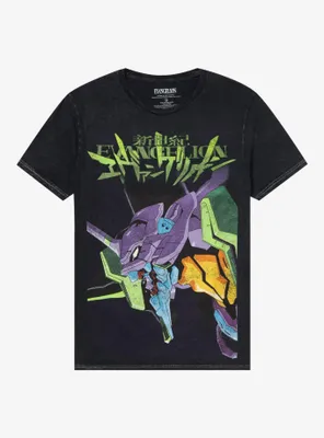Neon Genesis Evangelion Eva-01 Dark Wash Boyfriend Fit Girls T-Shirt