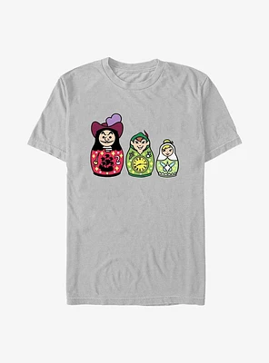Disney Peter Pan Matryoshka Dolls Captain Hook, Pan, and Tinker Bell T-Shirt