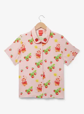 Strawberry Shortcake Icons Allover Print Women's Woven Button-Up - BoxLunch Exclusive