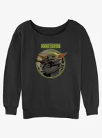 Star Wars The Mandalorian Grogu Hugging An Anzellan Womens Slouchy Sweatshirt BoxLunch Web Exclusive