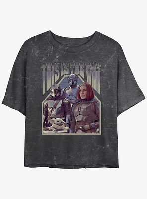 Star Wars The Mandalorian Squad Din Djarin Grogu Paz Vizsla & Bo-Katan Mineral Wash Girls Crop T-Shirt Hot Topic Web Exclusive