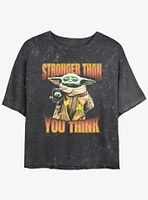 Star Wars The Mandalorian Grogu Stronger Than You Think Mineral Wash Girls Crop T-Shirt