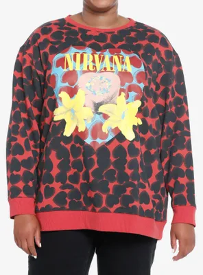 Nirvana Heart-Shaped Box Allover Print Girls Sweatshirt Plus