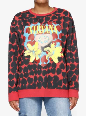 Nirvana Heart-Shaped Box Allover Print Girls Sweatshirt