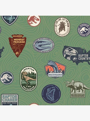 Jurassic World Green Badges Peel & Stick Wallpaper