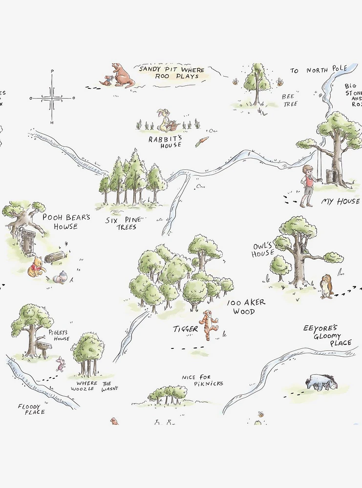Disney Winnie The Pooh 100 Acre Wood Map Peel And Stick Wallpaper