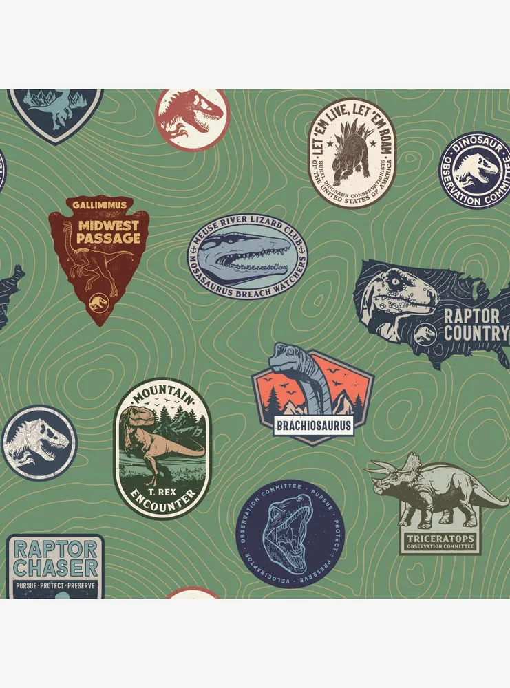 Jurassic World Green Badges Peel & Stick Wallpaper
