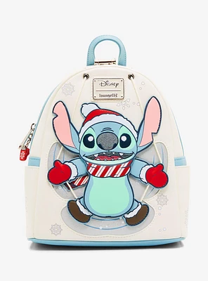 Loungefly Disney Lilo & Stitch Santa Stitch Snow Angel Swivel Mini Backpack