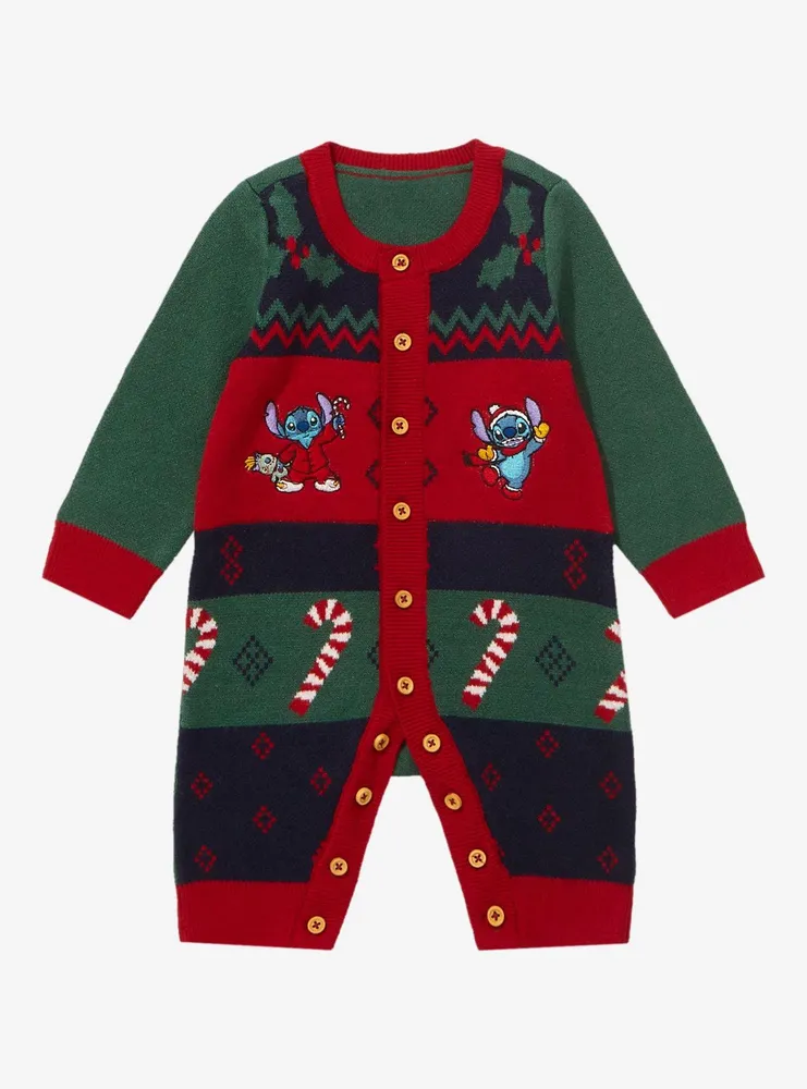 Disney Lilo & Stitch Holiday Sweater Infant One-Piece - BoxLunch Exclusive