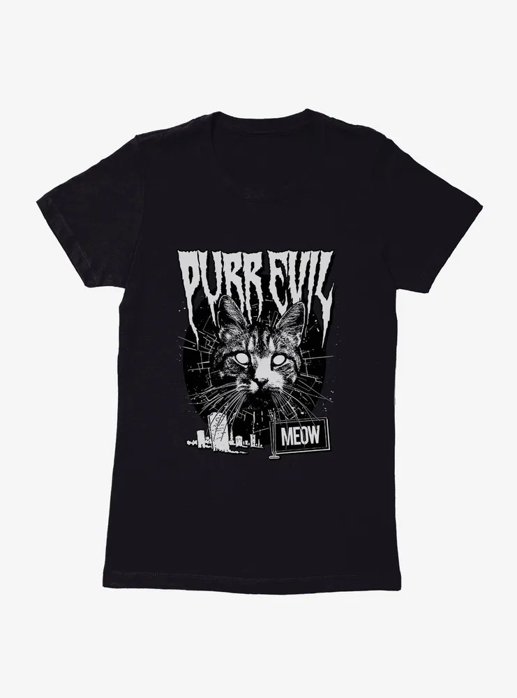 Cat Purr Evil Punk Meow Womens T-Shirt