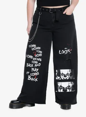 IT Pennywise Side Chain Wide Leg Pants With Belt Plus