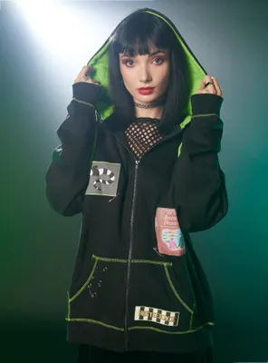 Beetlejuice Safety Pin Patches Girls Oversized Hoodie