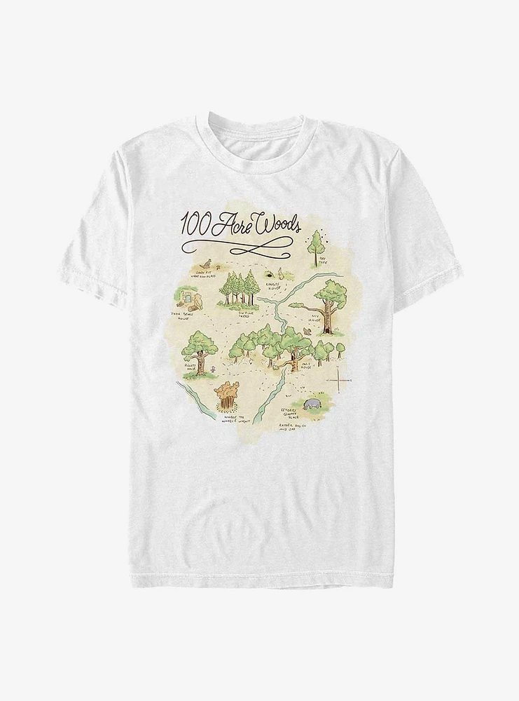 Disney Winnie The Pooh 100 Acre Map Extra Soft T-Shirt