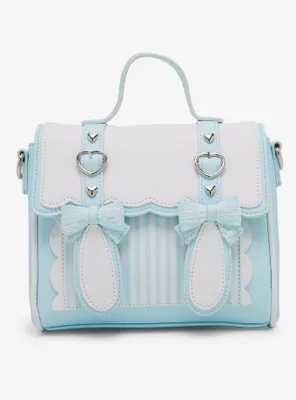 Sweet Society Blue & White Kawaii Stripe Crossbody Bag