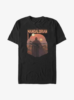 Star Wars The Mandalorian Mando Sunset Helmet Overlay Big & Tall T-Shirt