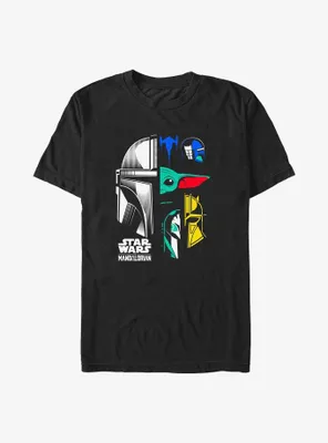 Star Wars The Mandalorian Grogu and Mando Helmet Split Big & Tall T-Shirt