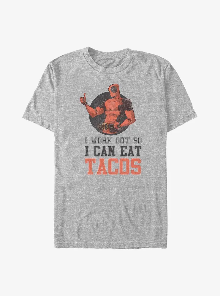 Marvel Deadpool I Work Out So Can Eat Tacos Big & Tall T-Shirt