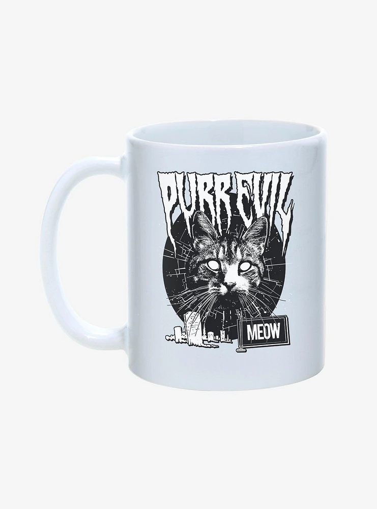 Hot Topic Purr Evil Meow Cemetery Mug 11oz