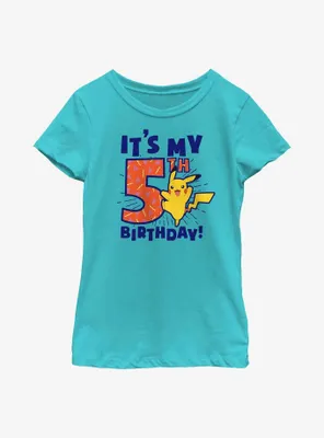 Pokemon Pikachu It's My 5th Birthday Youth Girls T-Shirt
