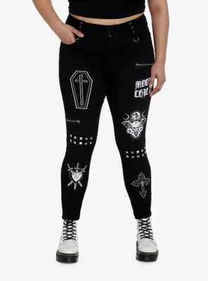 Cosmic Aura Black Witchy Icons Super Skinny Jeans Plus