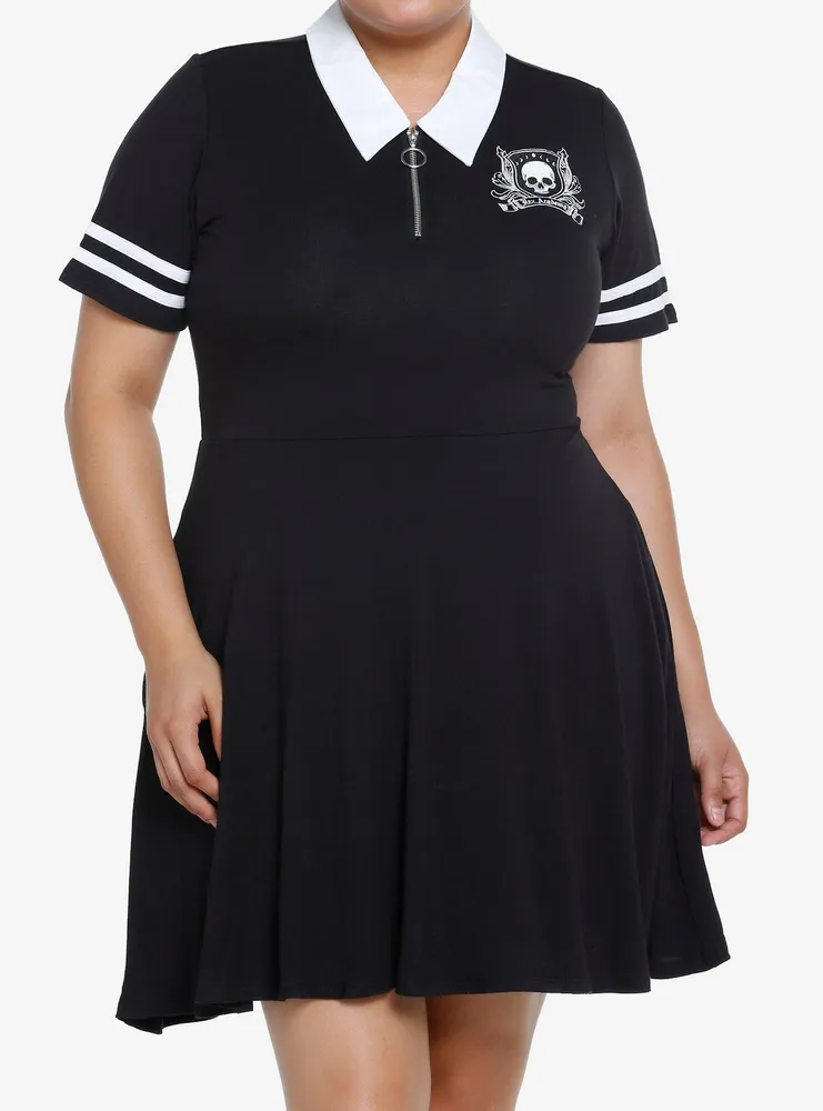 Cosmic Aura Skull Crest Polo Dress Plus