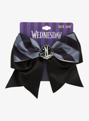 Wednesday Nevermore Stripe Hair Bow