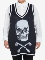 Social Collision Skull & Crossbones Girls Oversized Sweater Vest Plus