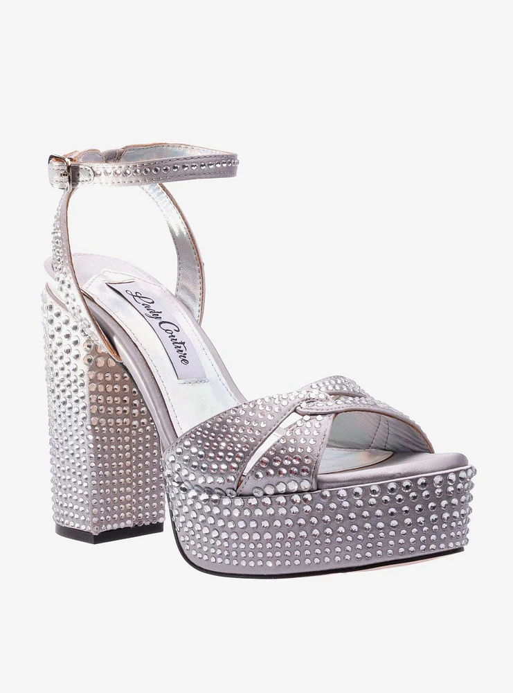 Rhinestone Silver Platform Sandal