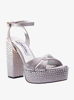 Rhinestone Silver Platform Sandal