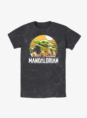 Star Wars The Mandalorian Grogu Playing With Stone Crabs Mineral Wash T-Shirt