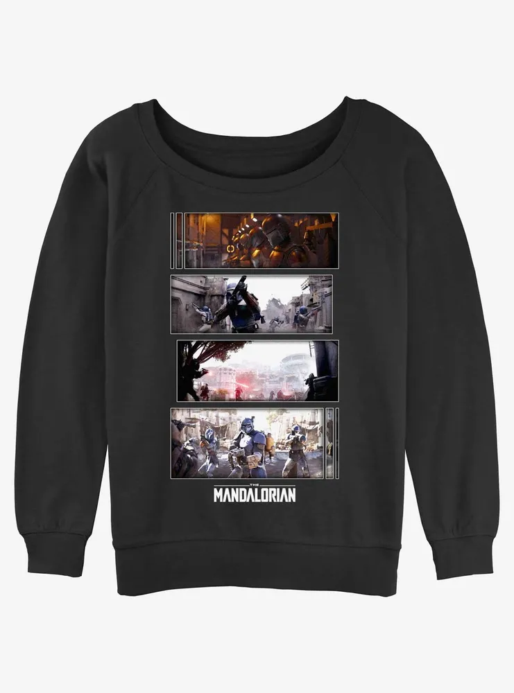 Star Wars The Mandalorian Battle Sequence Womens Slouchy Sweatshirt