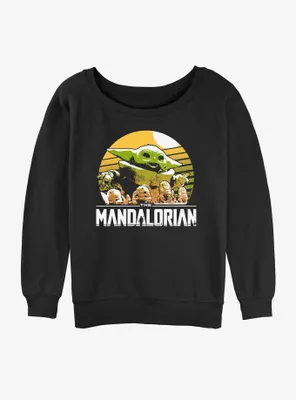 Star Wars The Mandalorian Grogu Playing With Stone Crabs Womens Slouchy Sweatshirt