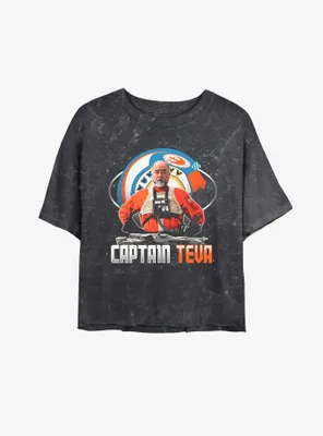 Star Wars The Mandalorian Captain Teva Mineral Wash Womens Crop T-Shirt