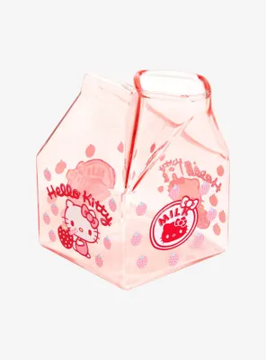 Hello Kitty Strawberry Glass Milk Carton