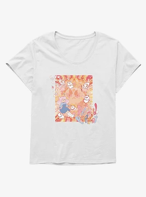 Bee And Puppycat Watercolor Art Flowers Girls T-Shirt Plus