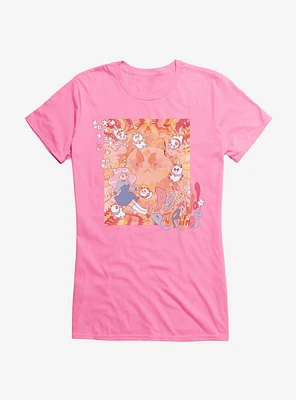 Bee And Puppycat Watercolor Art Flowers Girls T-Shirt