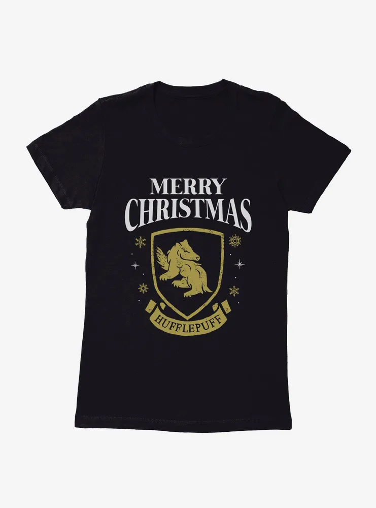 Harry Potter Merry Christmas Hufflepuff Womens T-Shirt