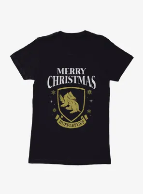 Harry Potter Merry Christmas Hufflepuff Womens T-Shirt