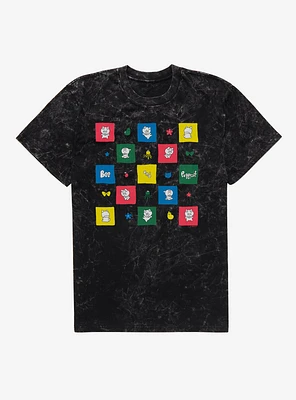 Bee And Puppycat Checkerboard Icons Mineral Wash T-Shirt
