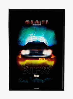 Back To The Future Delorean Clocktower Framed Poster