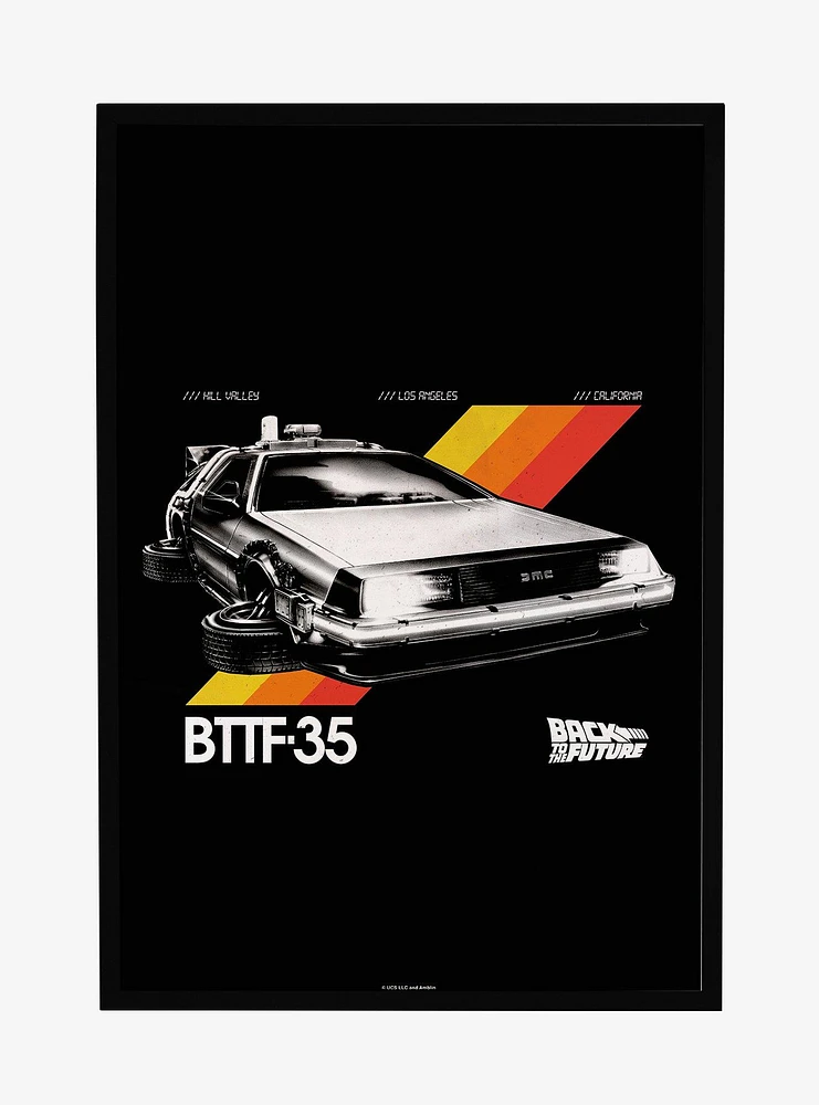 Back To The Future Delorean Flying Framed Poster