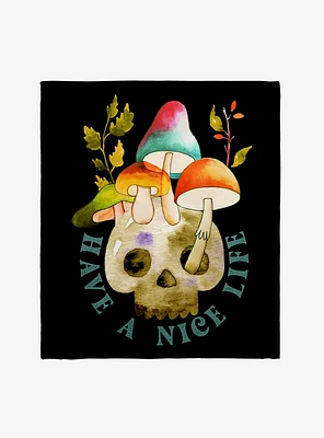Mushroom Skull Nice Life Throw Blanket
