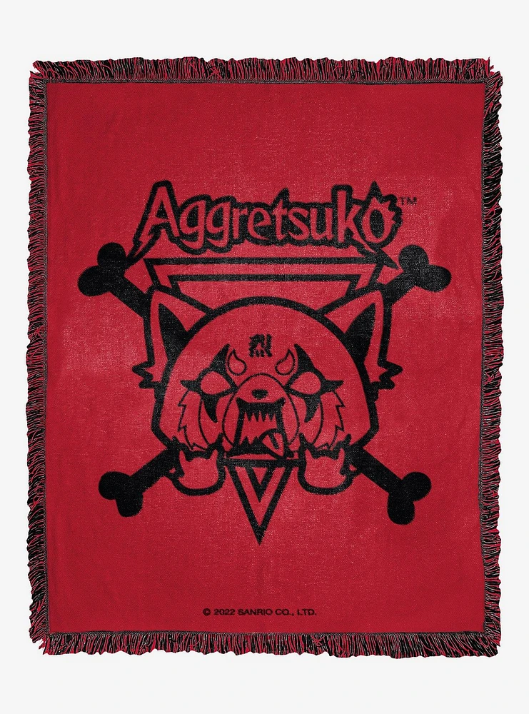 Aggretsuko Red Growl Woven Jacquard Throw Blanket