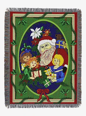 Blitzen Holiday Woven Tapestry Throw Blanket