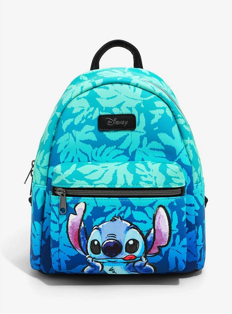 Disney Lilo & Stitch Blue Tropical Leaves Mini Backpack