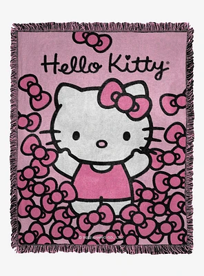 Hello Kitty More Bows Woven Jacquard Throw Blanket