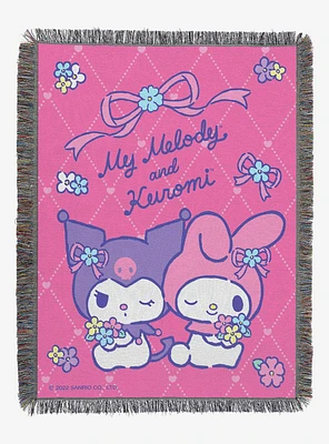 Kuromi & My Melody Opposites Attract Woven Tapestry Throw Blanket