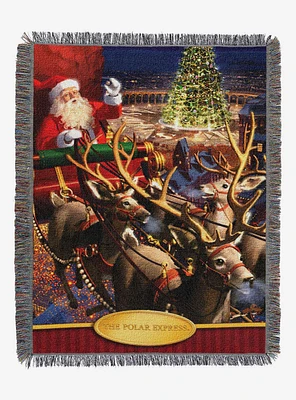 The Polar Express Santa Flight Woven Tapestry Throw Blanket
