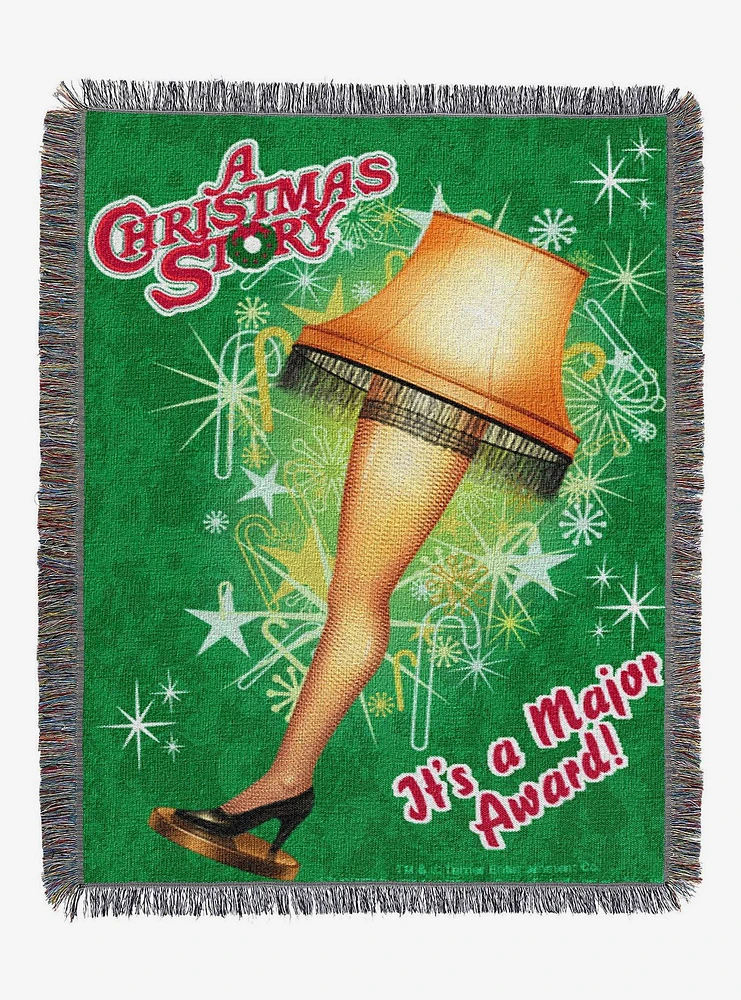 A Christmas Story Holiday Leg Lamp Woven Tapestry Throw Blanket