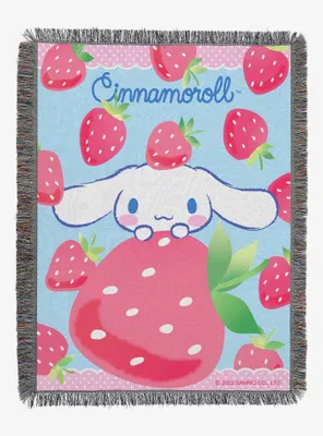 Cinnamoroll Strawberry Surprise Woven Tapestry Throw Blanket